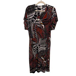 Cato Womens Geometric Print Wrap Dress Size 18/20W Black/Red/White